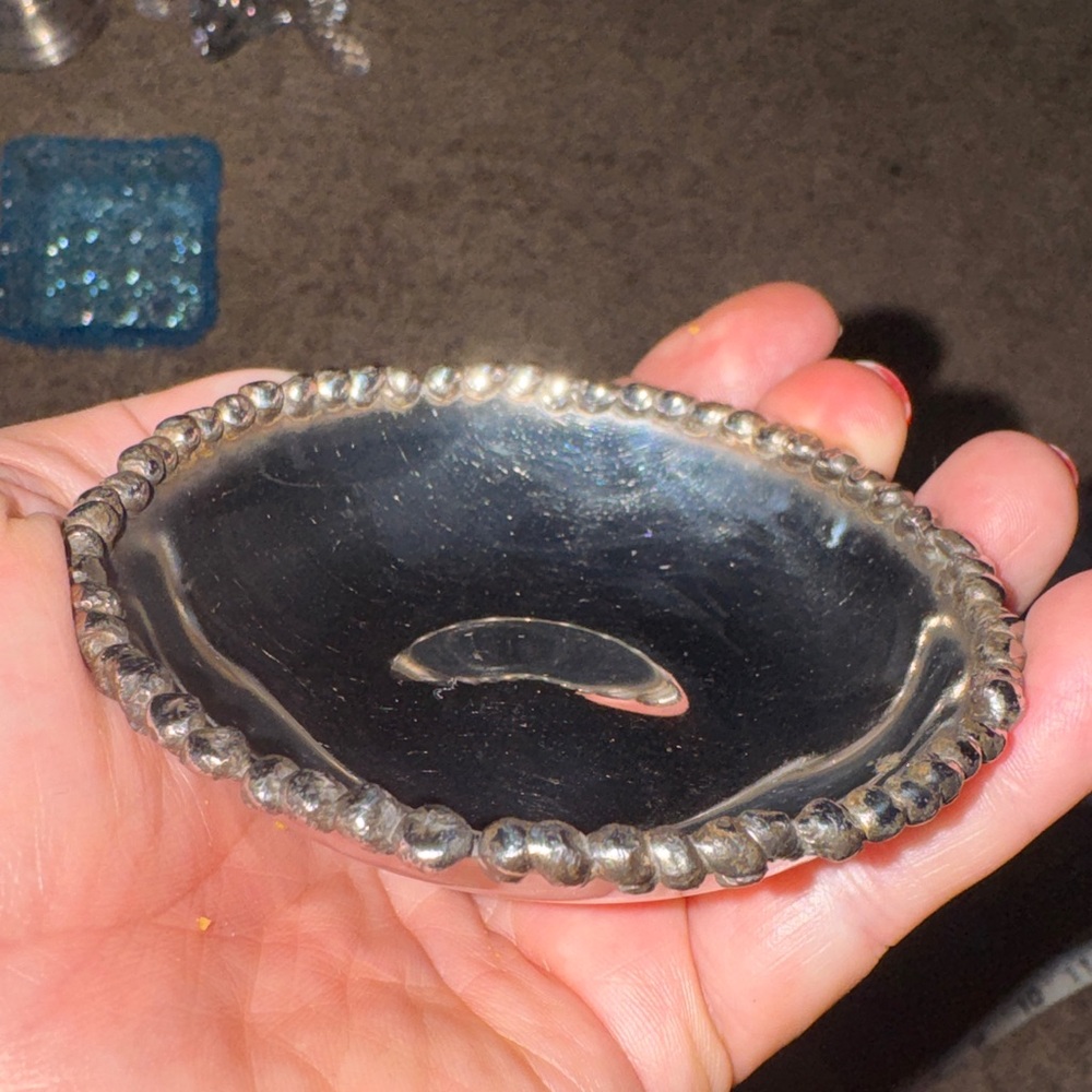 VINTAGE MCM Michael Aram Stainless Bowl Molten Beaded Signed - Picture 6 of 9